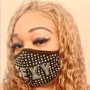Iridescent Rhinestone Face Mask